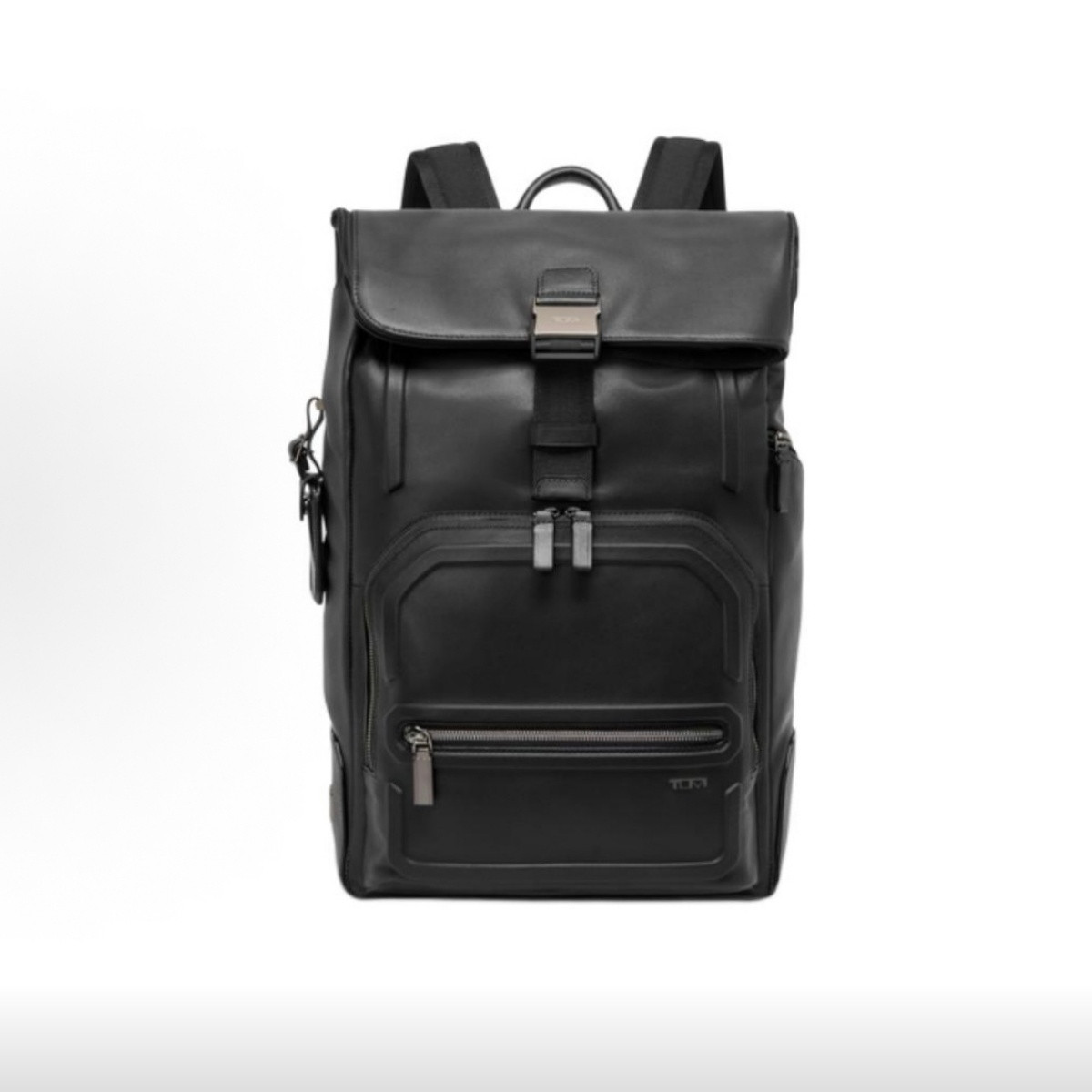 TUMI 压花细节卷顶设计 皮革 双肩包 男女同款