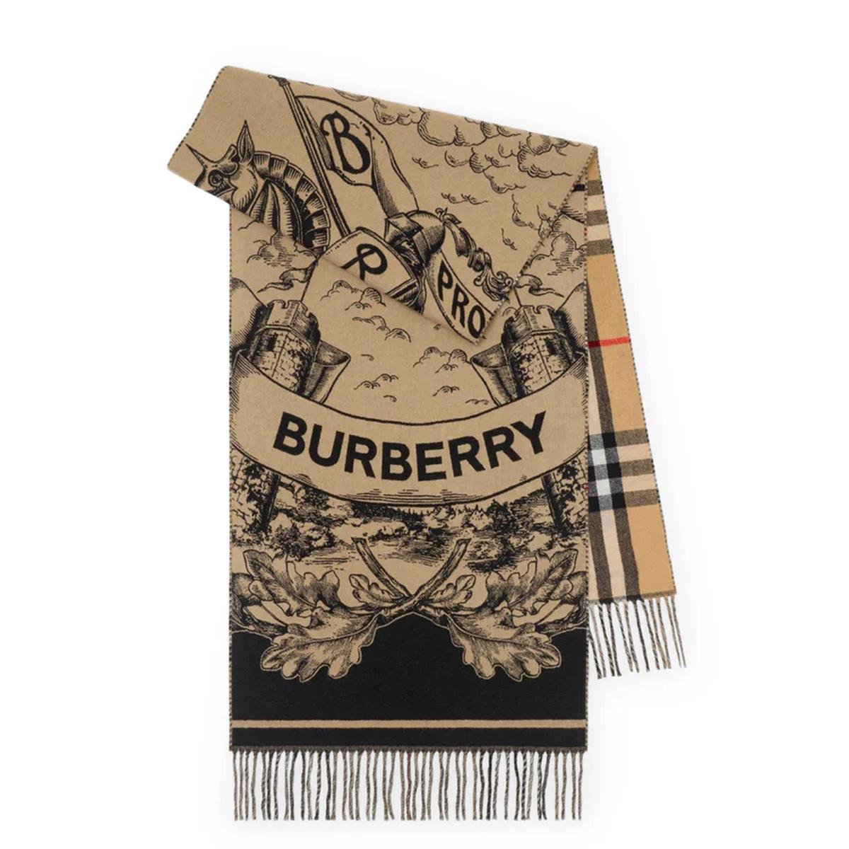 BURBERRY 博柏利时尚大logo格纹100%羊绒男女围巾披肩