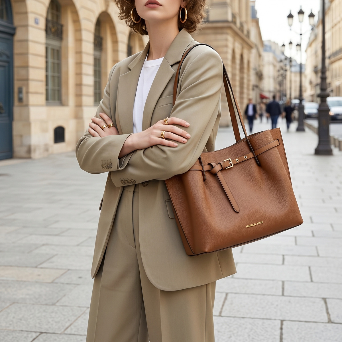 MICHAEL KORS EMILIA 女士大容量鹅卵石纹皮革手提包