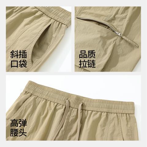 德尔惠 【拉链口袋】工装裤男款夏季通勤百搭外穿五分裤简约宽松运动短裤 图片 7
