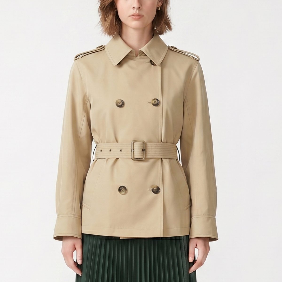 MICHAEL KORS 女士春秋款时尚潮流日常通勤简约气质休闲纯色风衣外套