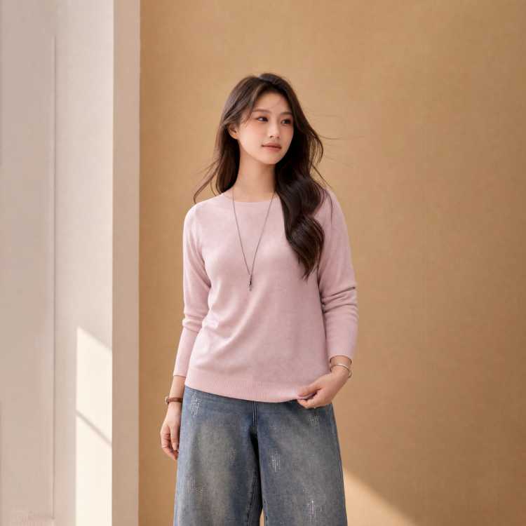 纤莉秀 【简约纯色针织衫】大码女装舒适内搭外穿上衣胖mm秋季新款