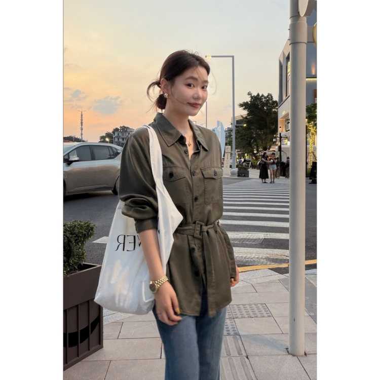 大婉酱 【工装牛仔衬衫】微胖大码莱赛尔中长款衬衣26秋新收腰显瘦上衣