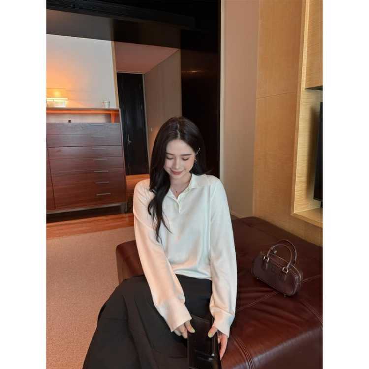 大婉酱 【远红外蓄热保暖】微胖大码含羊毛优雅通勤26秋新女显瘦上衣