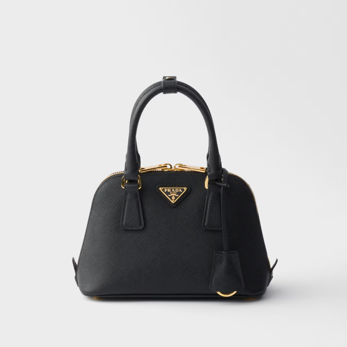 PRADA Saffiano Pyramid 珐琅三角金属小牛皮单肩包