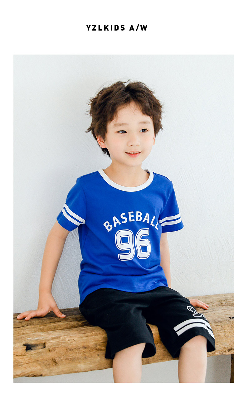 【短袖套装】纯棉男童夏装男童短袖套装男童中童运动套装儿童套装