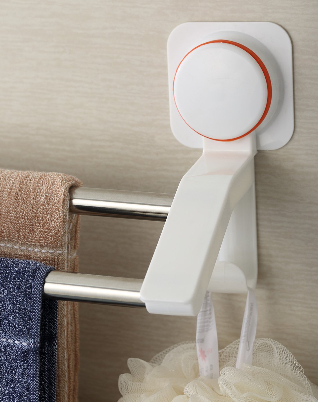 免钉强力吸盘双杆毛巾架