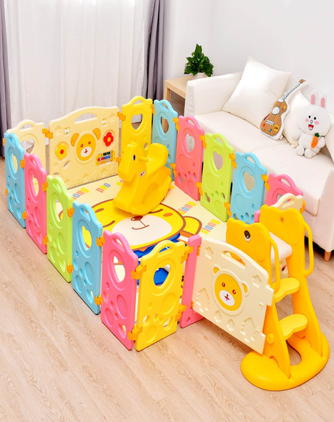 (不含滑梯摇马)儿童婴儿游戏围栏3个月以上学步护栏安全栅栏 家用室内