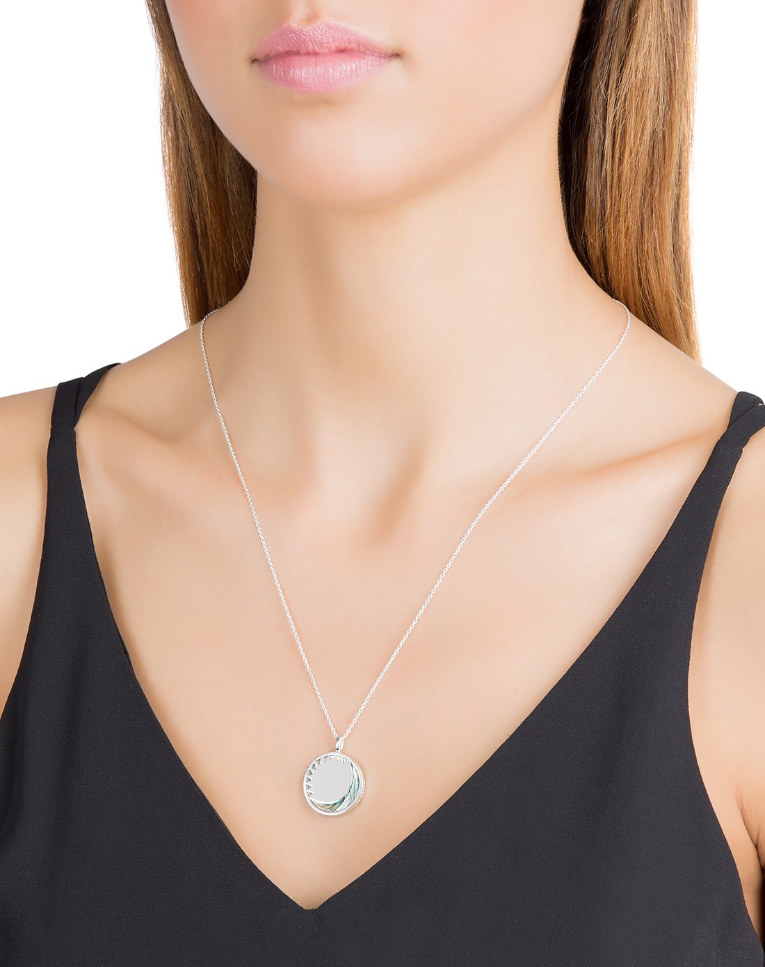 daisy london 日月系列黑贝母剪花式纯银项链