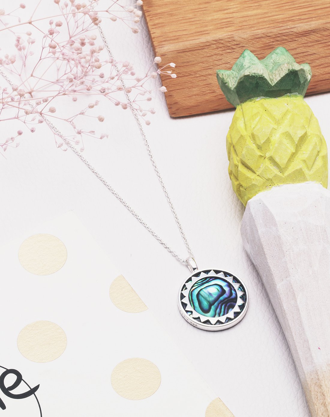 daisy london 日月系列黑贝母剪花式纯银项链