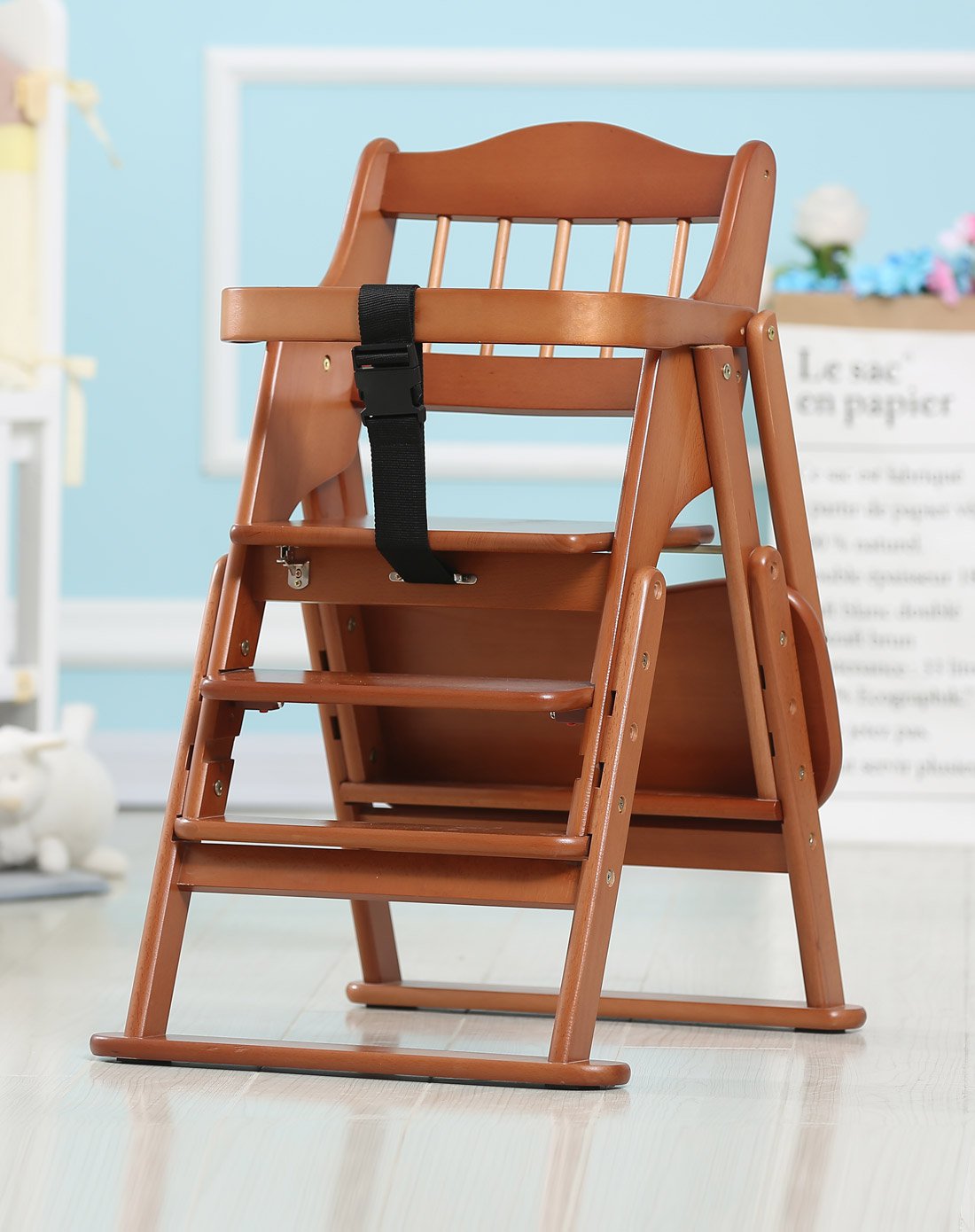 霖贝儿linbebe宝宝餐椅多功能儿童餐椅吃饭餐桌椅婴儿餐椅实木折叠
