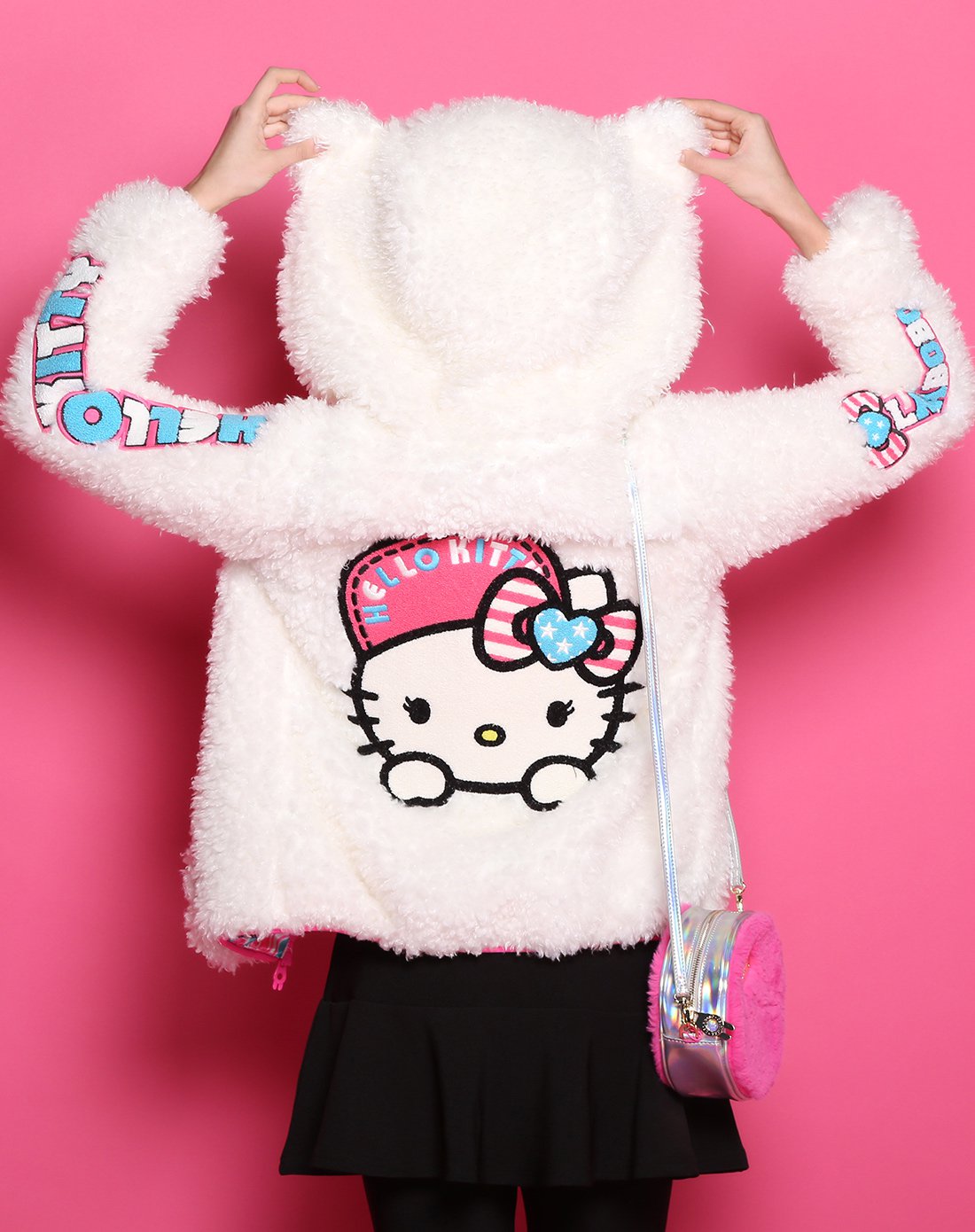 lalabobo hello kitty织章毛绒外套女