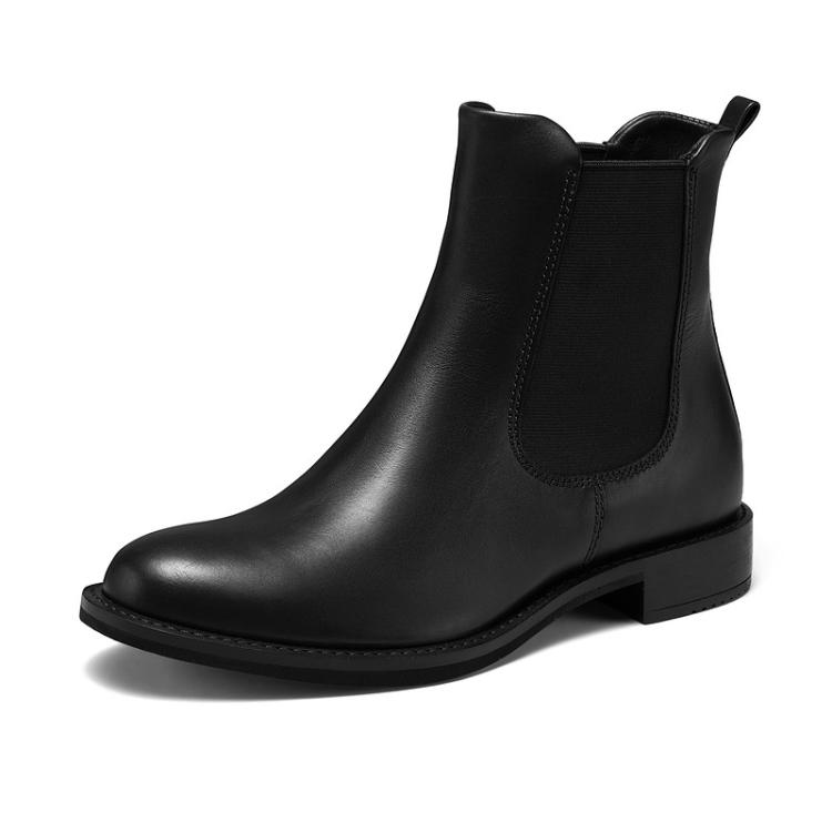 ECCO 【入会满减100】粗跟牛皮切尔西靴子女英伦短靴女鞋型塑266503