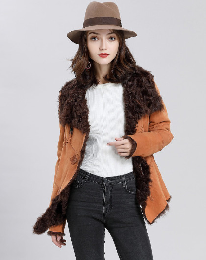 女装小湖羊皮皮毛一体时尚保暖外套