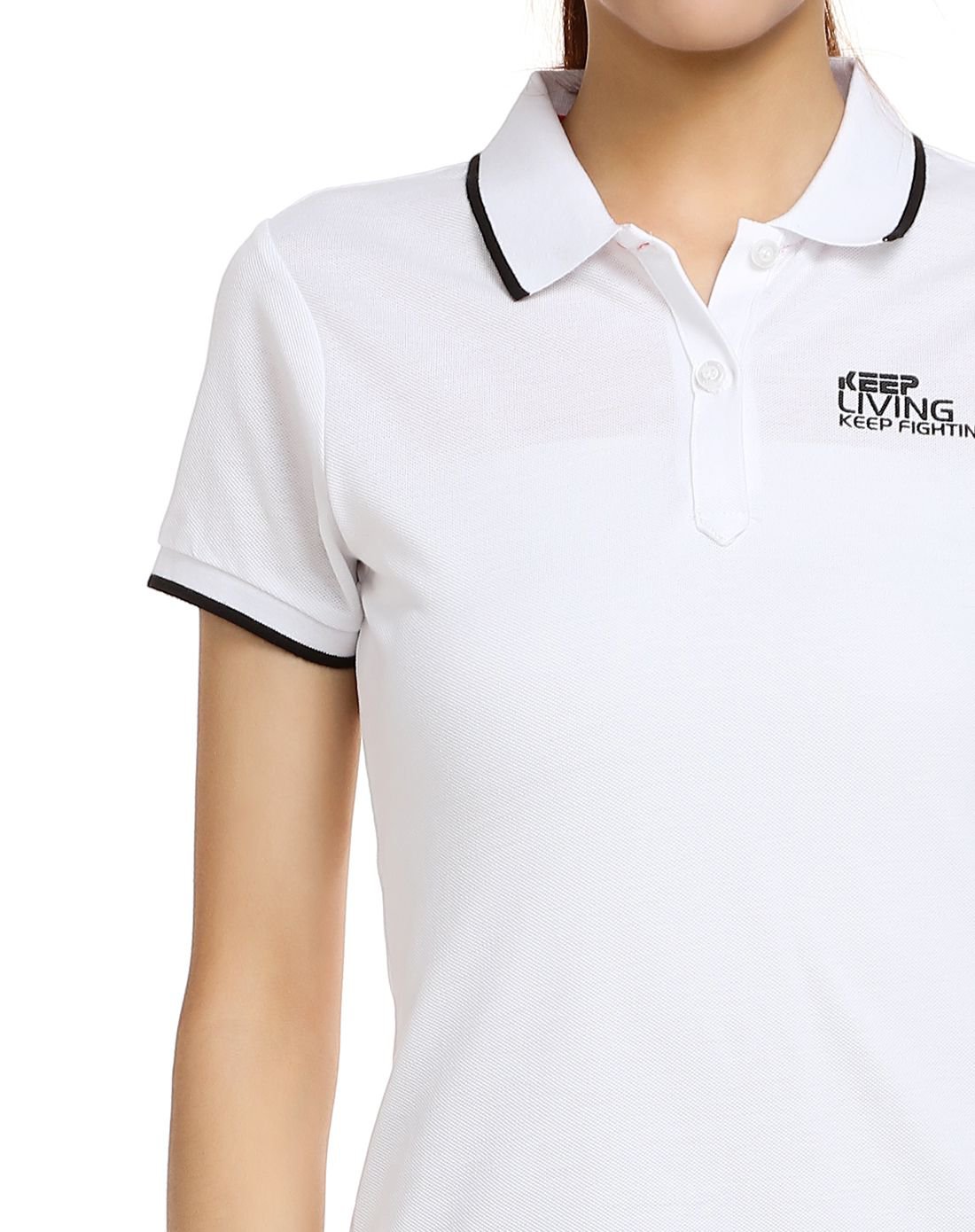 棉质透气 女款运动短袖polo衫白