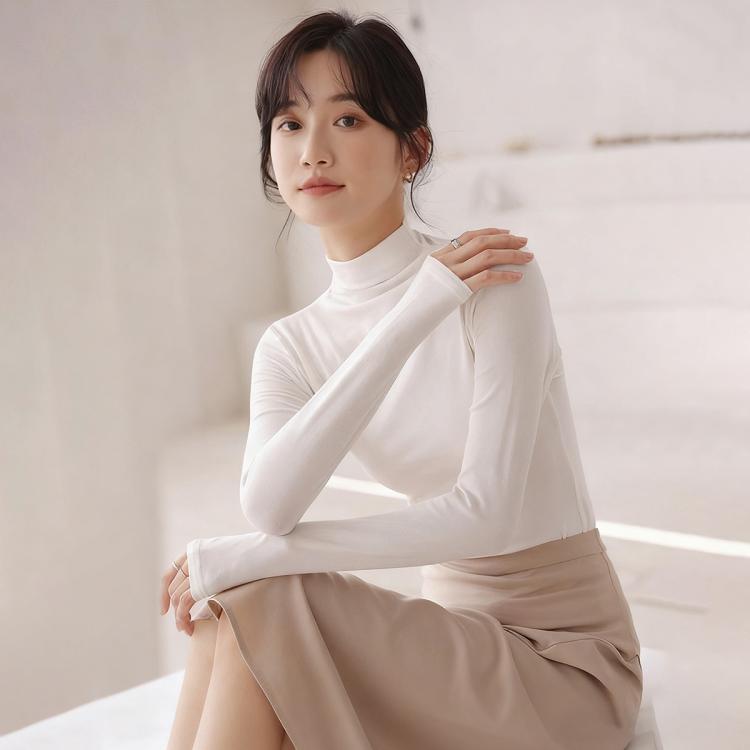 美标 【94%莫代尔】秋冬高领女士打底衫内搭外穿长袖修身保暖衣系列