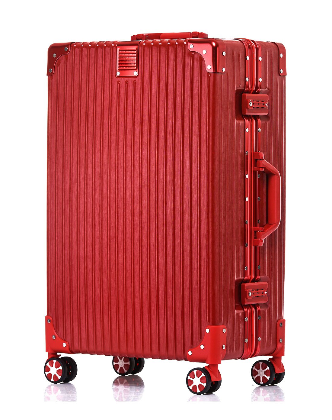 elle 铆钉包角条纹深铝框拉杆箱行李箱硬箱旅行箱26寸