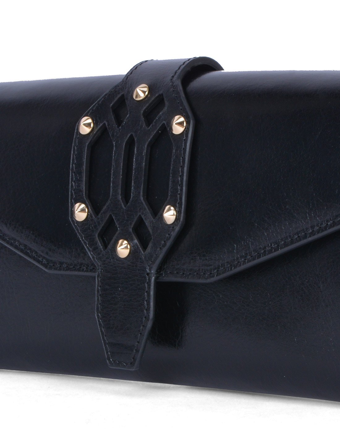 kh design明治钱包铆钉装饰几何图案时尚真皮钱包