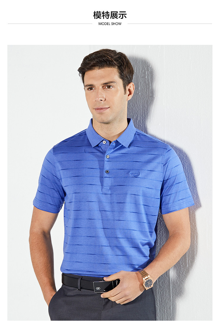 鳄鱼恤男装桑蚕丝夏季不规则条纹多色绣花logo男士t恤短袖