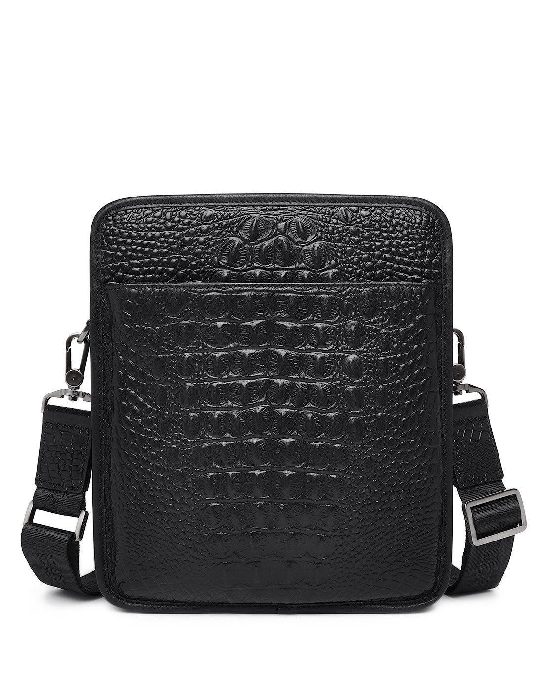 男士鳄鱼纹睿智商务竖款斜挎单肩包男包