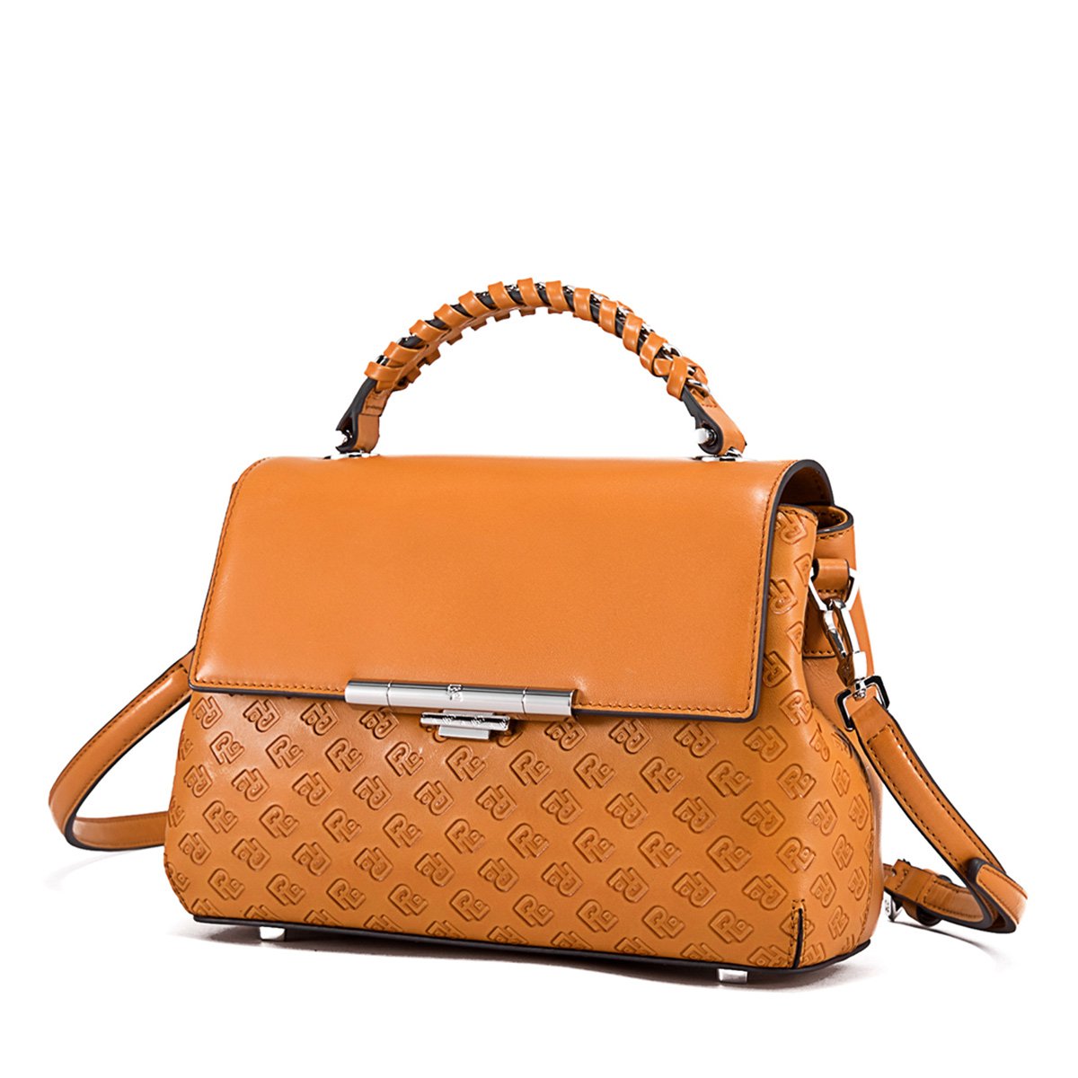 保兰德 |经典pld压纹编织挽手经典百搭时尚【头层牛皮】手提/单肩/斜