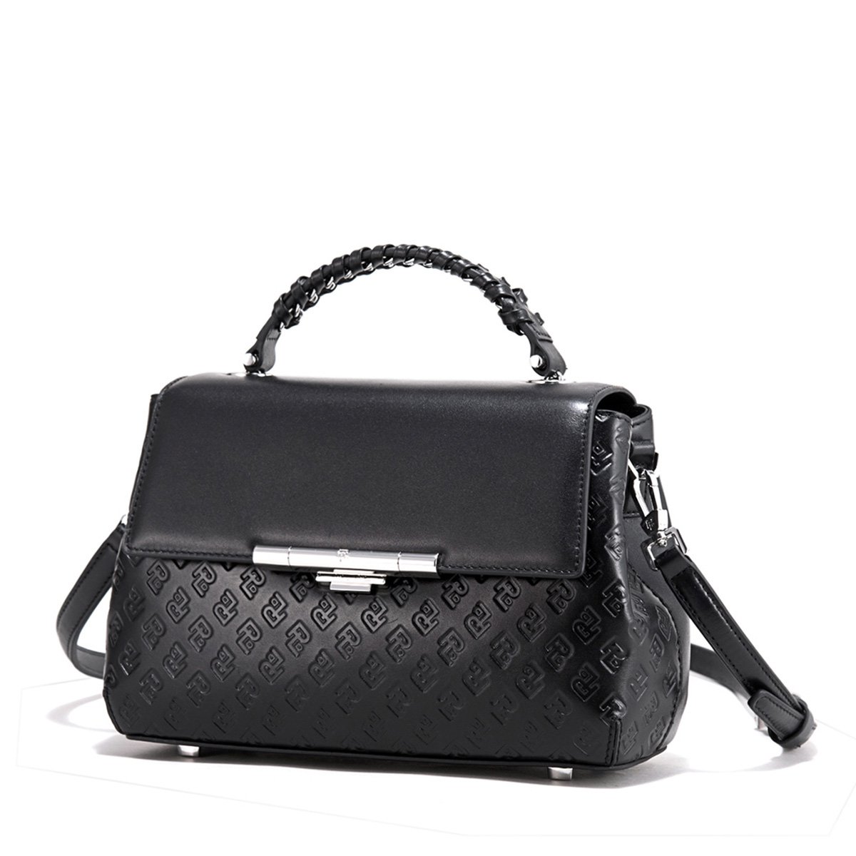 保兰德 |经典pld压纹编织挽手经典百搭时尚【头层牛皮】手提/单肩/斜