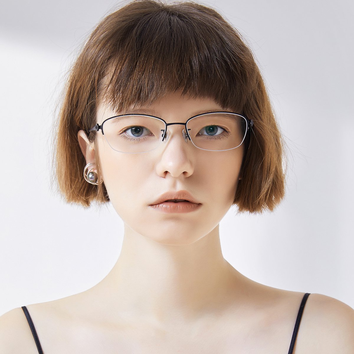 loho光学镜架商务钛合金眼镜架时尚超轻钛架女文艺椭圆半框钛架眼镜框