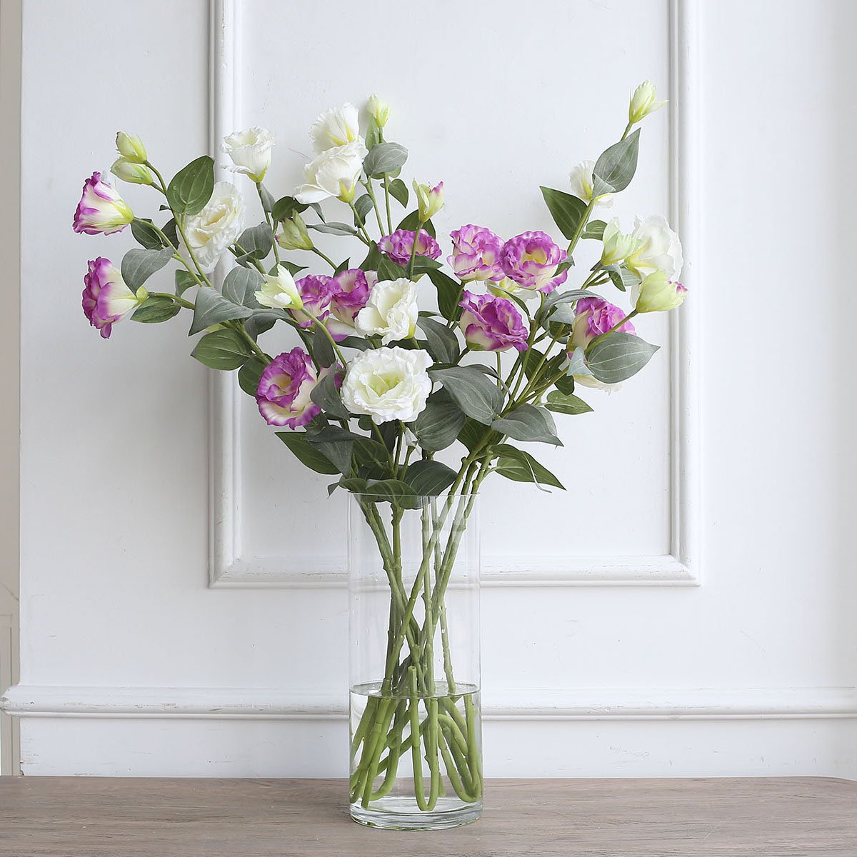 米子家居 简约风透明玻璃花瓶 10支桔梗花