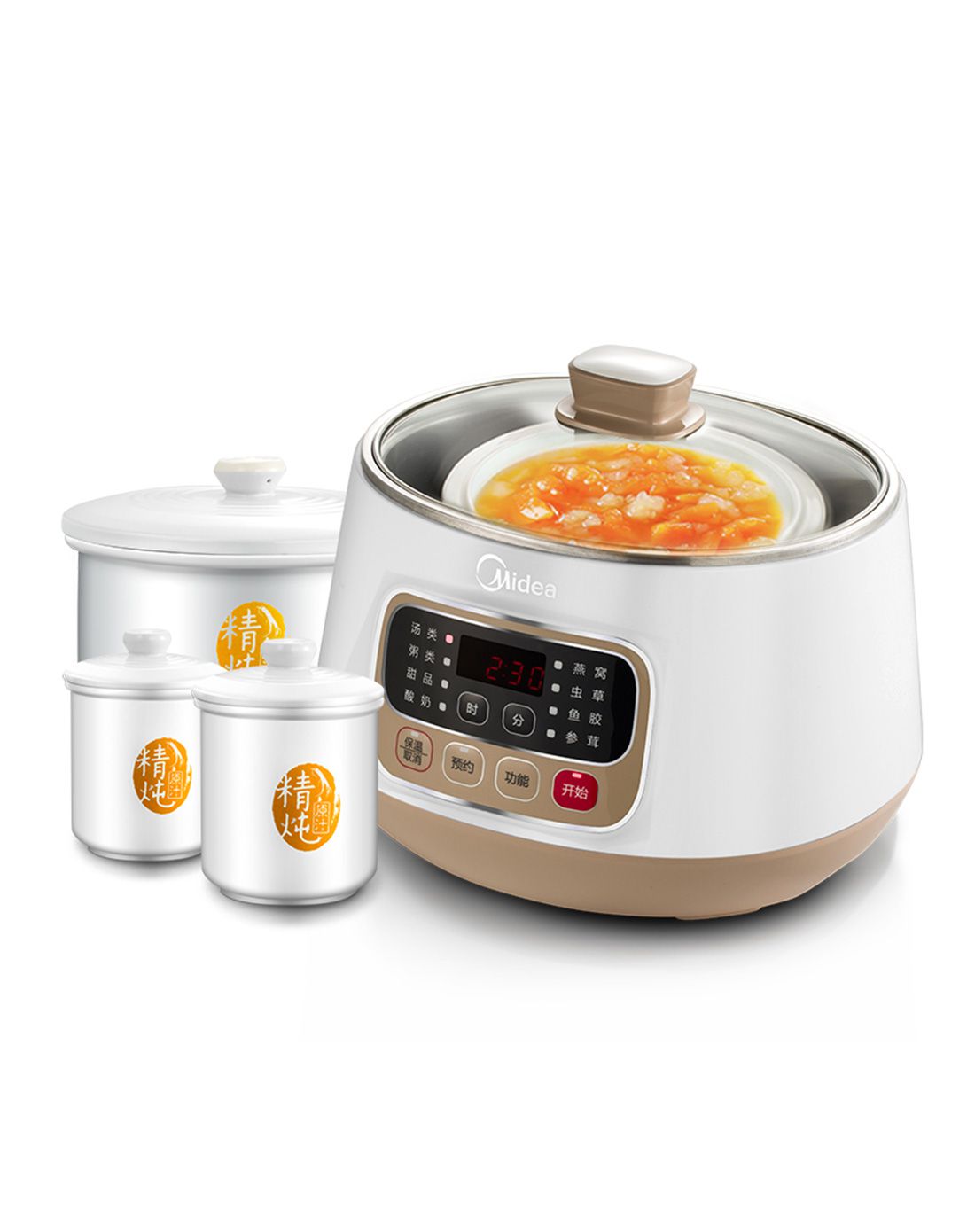 美的一锅四胆智能预约玻璃上盖wbzs162电炖盅