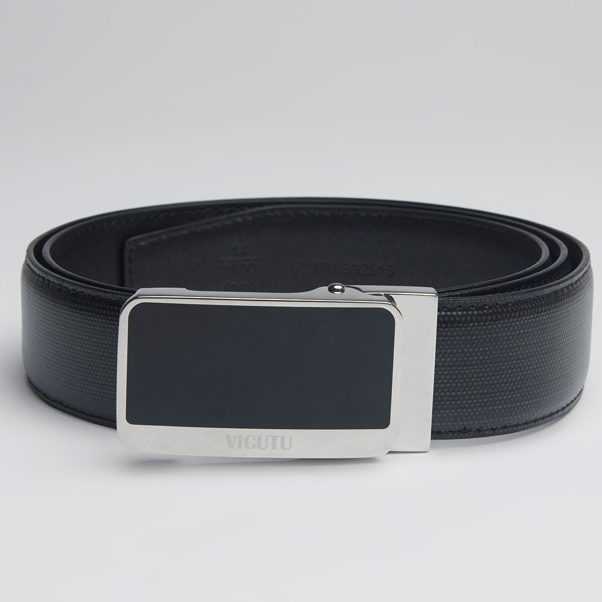 威可多商务男士黑色简约自动扣皮带