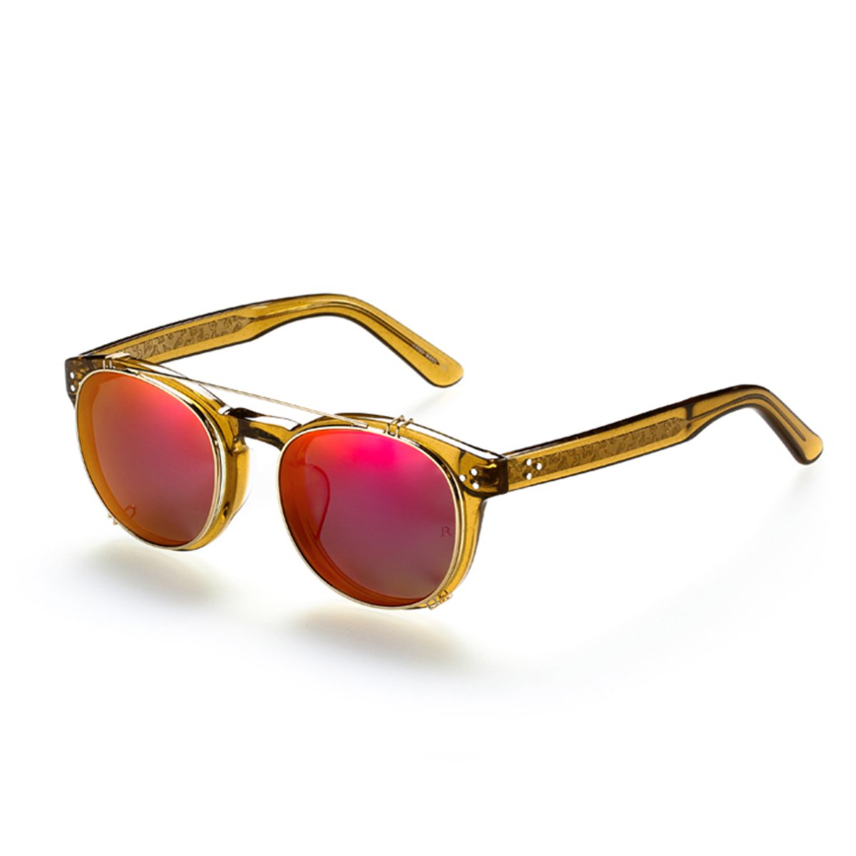 美国好莱坞潮牌 简约时尚圆形可拆卸式墨镜挡片眼镜框精致图案偏光