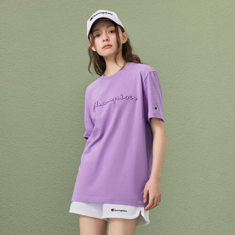 Champion 【品牌直营】纯色运动圆领t恤 In Purple