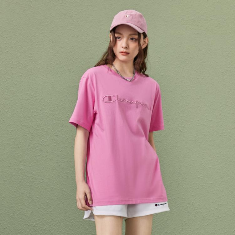 Champion 【品牌直营】纯色运动圆领t恤 In Pink