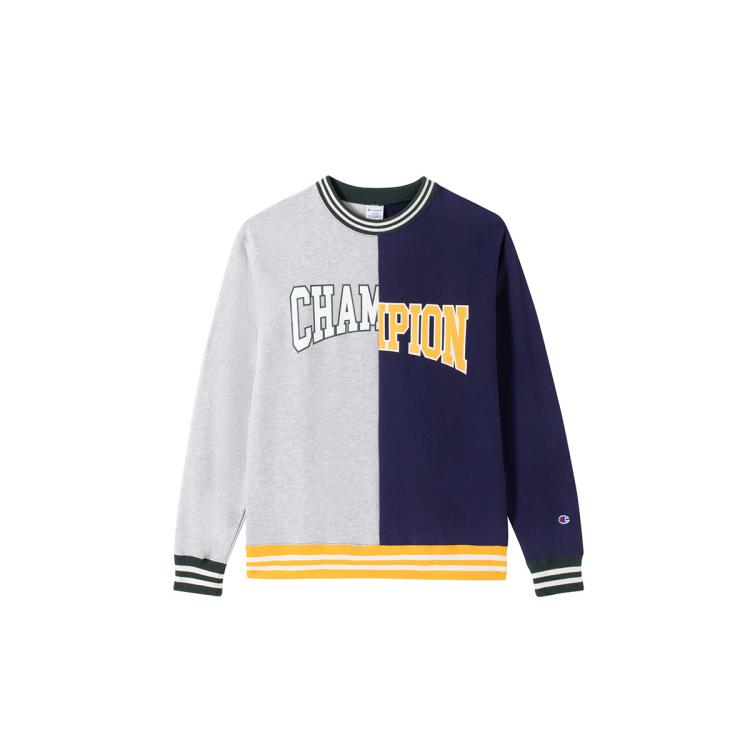 CHAMPION Champion 【品牌直营】秋冬圆领套头卫衣男圆领拼接时尚LOGO休闲纯棉