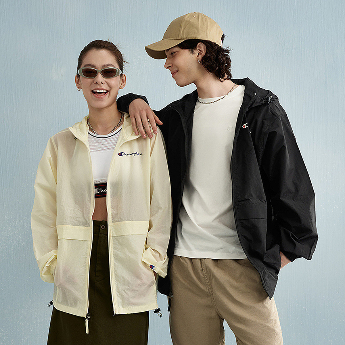 Champion 【冠军品牌】秋季男女同款轻薄夹克连帽外套拉链开衫户外休闲