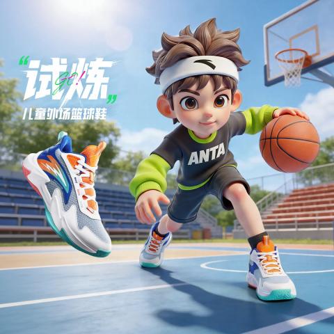 安踏 【试炼】儿童篮球鞋男童篮球鞋薄外场犟弹篮球鞋中大童耐磨橡胶底 图片 1