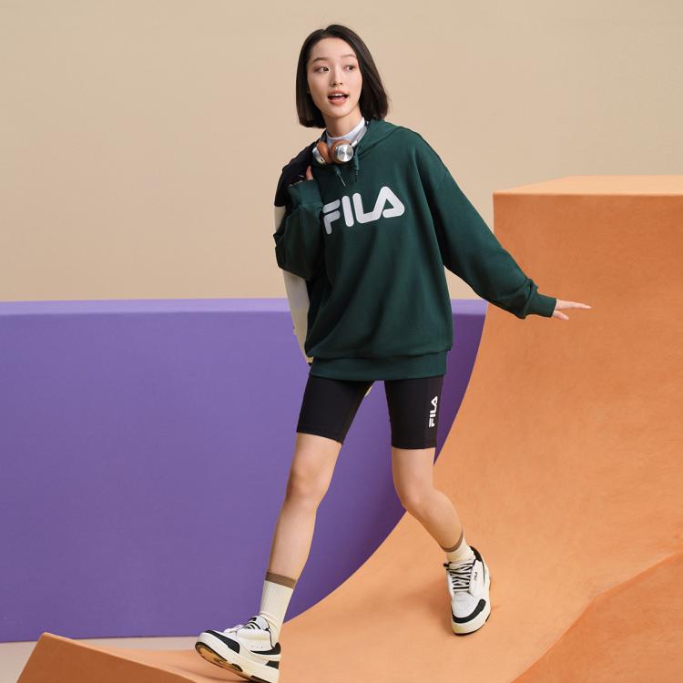 Fila 【情侣款】运动卫衣男女同款休闲宽松舒适柔软百搭针织连帽上衣