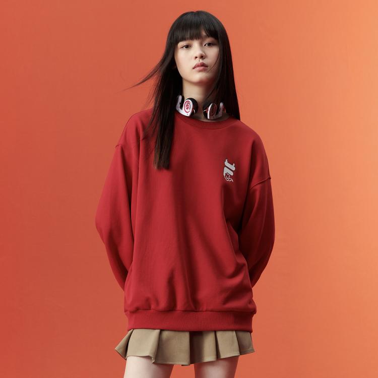 FILA 【情侣款】FUSION系列时尚纯棉卫衣男女同款圆领针织套头衫