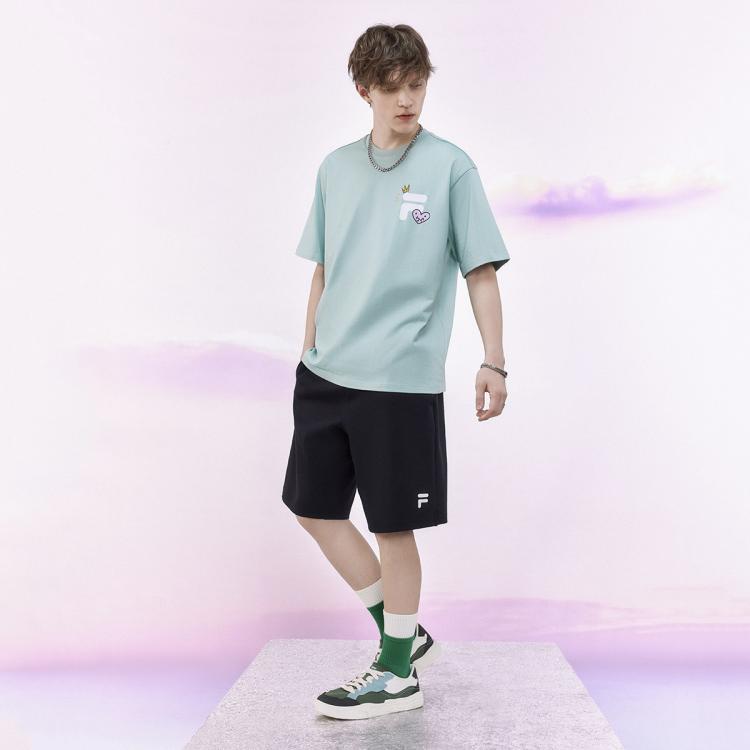 Fila 【情侣款】fusion系列运动t恤男女同款纯棉宽松针织短袖衫 In Gray