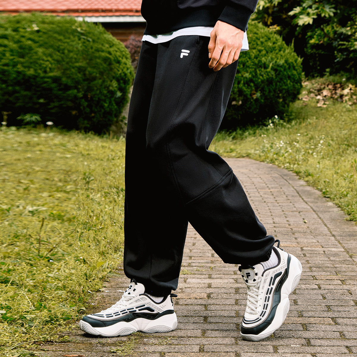 FILA 斐乐潮牌男式休闲裤男士时尚百搭宽松针织长裤纯棉卫裤