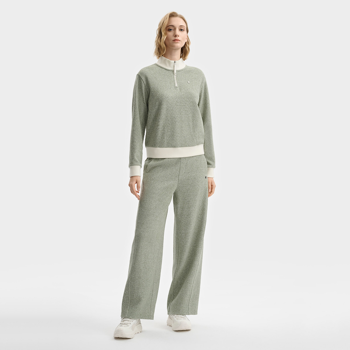 FILA 【杨幂同款】斐乐运动卫衣女士时尚简约休闲百搭半拉链针织套头衫