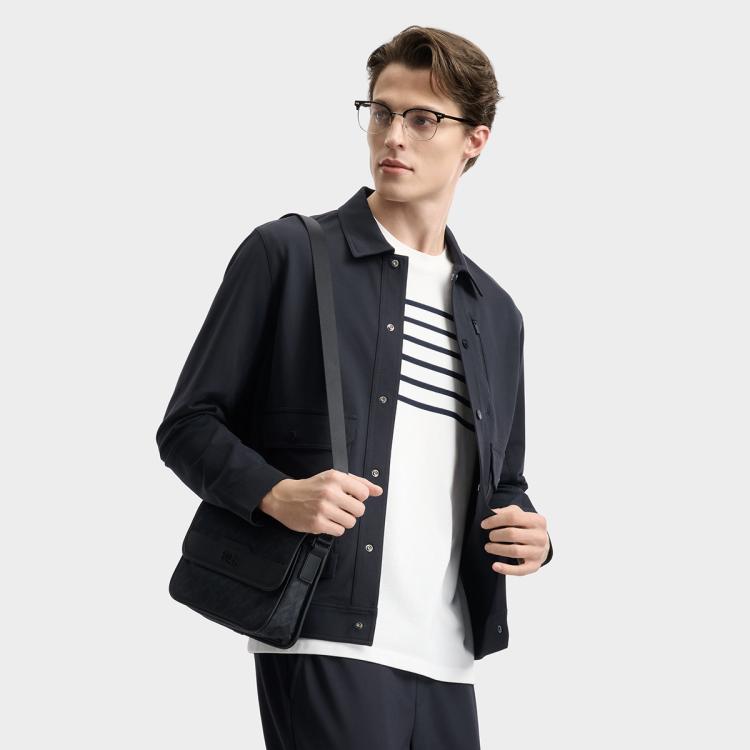 FILA 斐乐行政夹克丨商务行政夹克男士时尚工装微弹舒适针织长袖外套