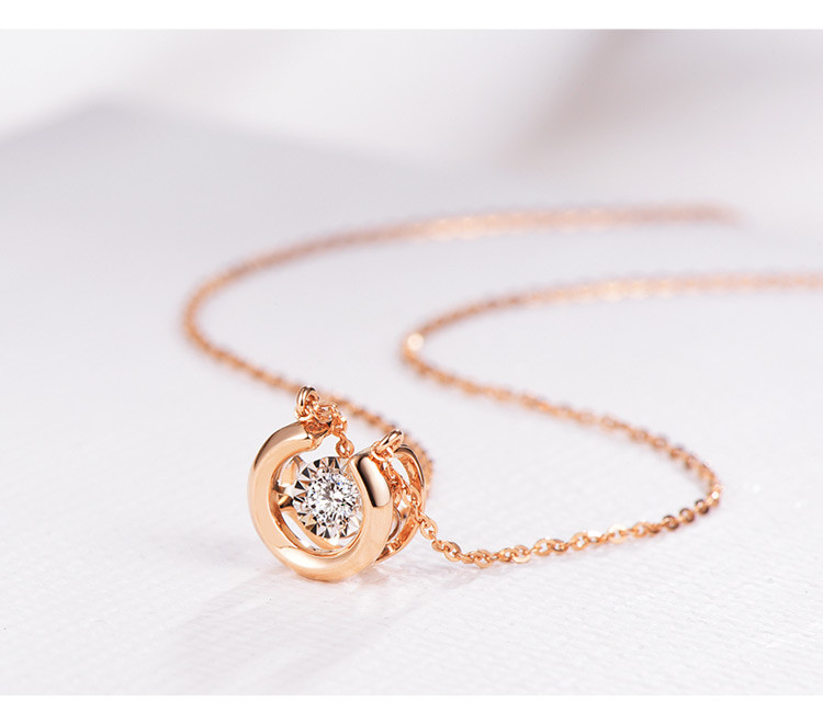 明牌18k金 玫瑰金圆形钻石套链锁骨链彩金 定价
