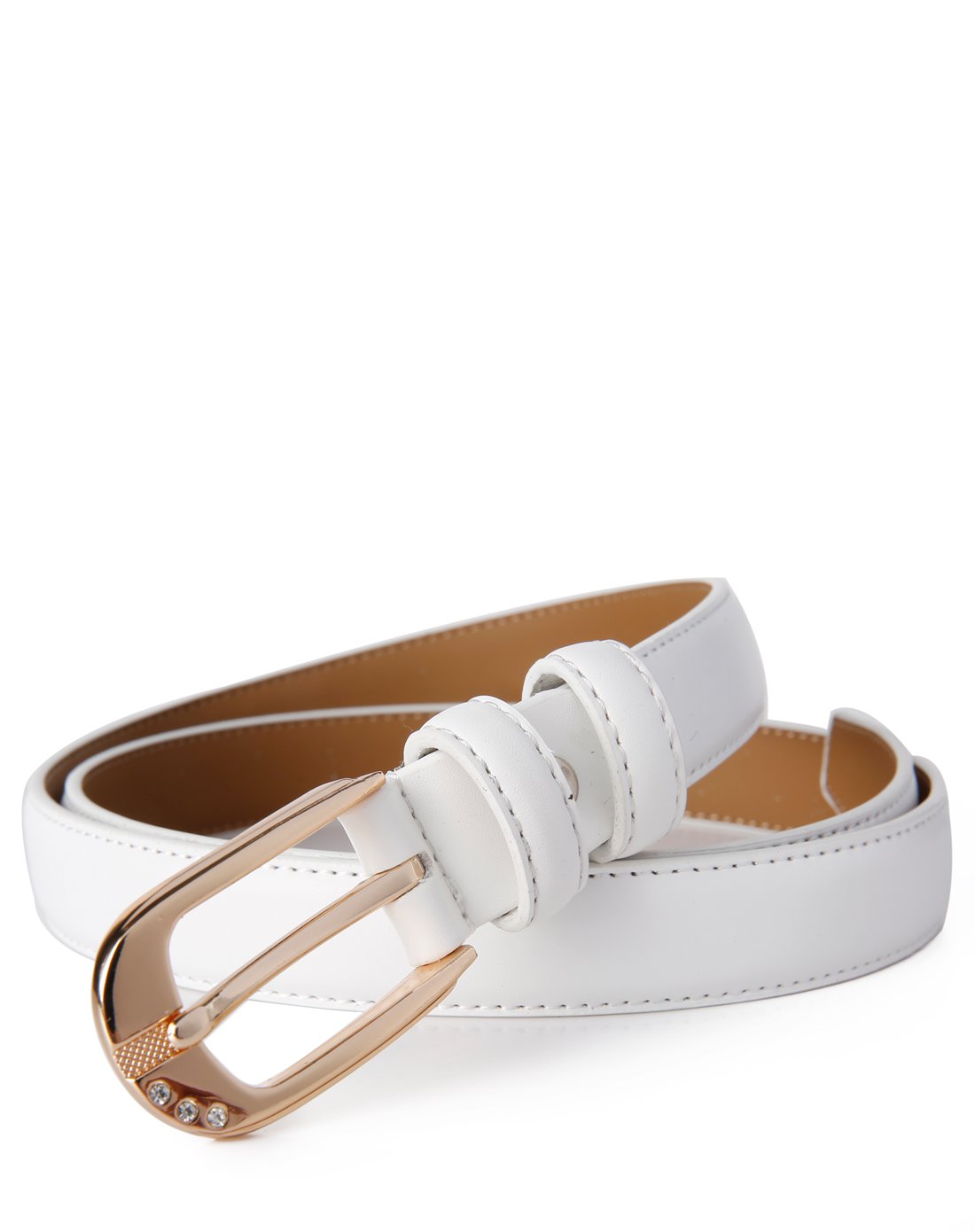 时尚简约百搭女士针扣皮带白色