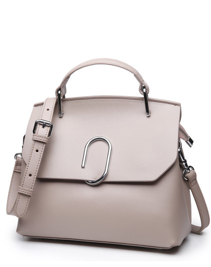 麦包包集团时尚经典字母牛皮单肩斜挎手提包藕粉9132655301_唯品会