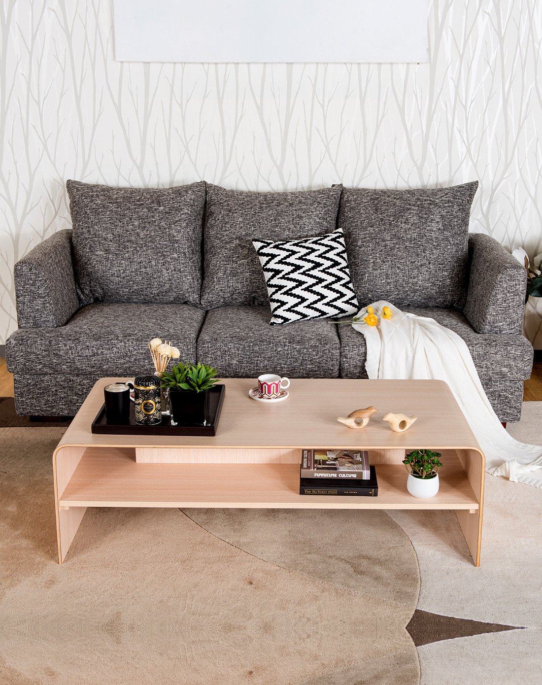 曲美家居轻北欧客厅成套茶几 沙发