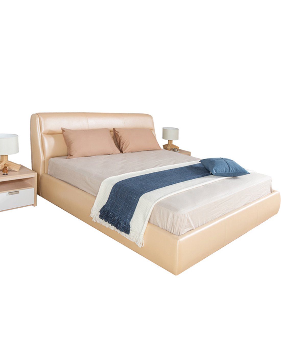 曲美家具特卖旗舰店 曲美家居北欧皮艺软包双人床