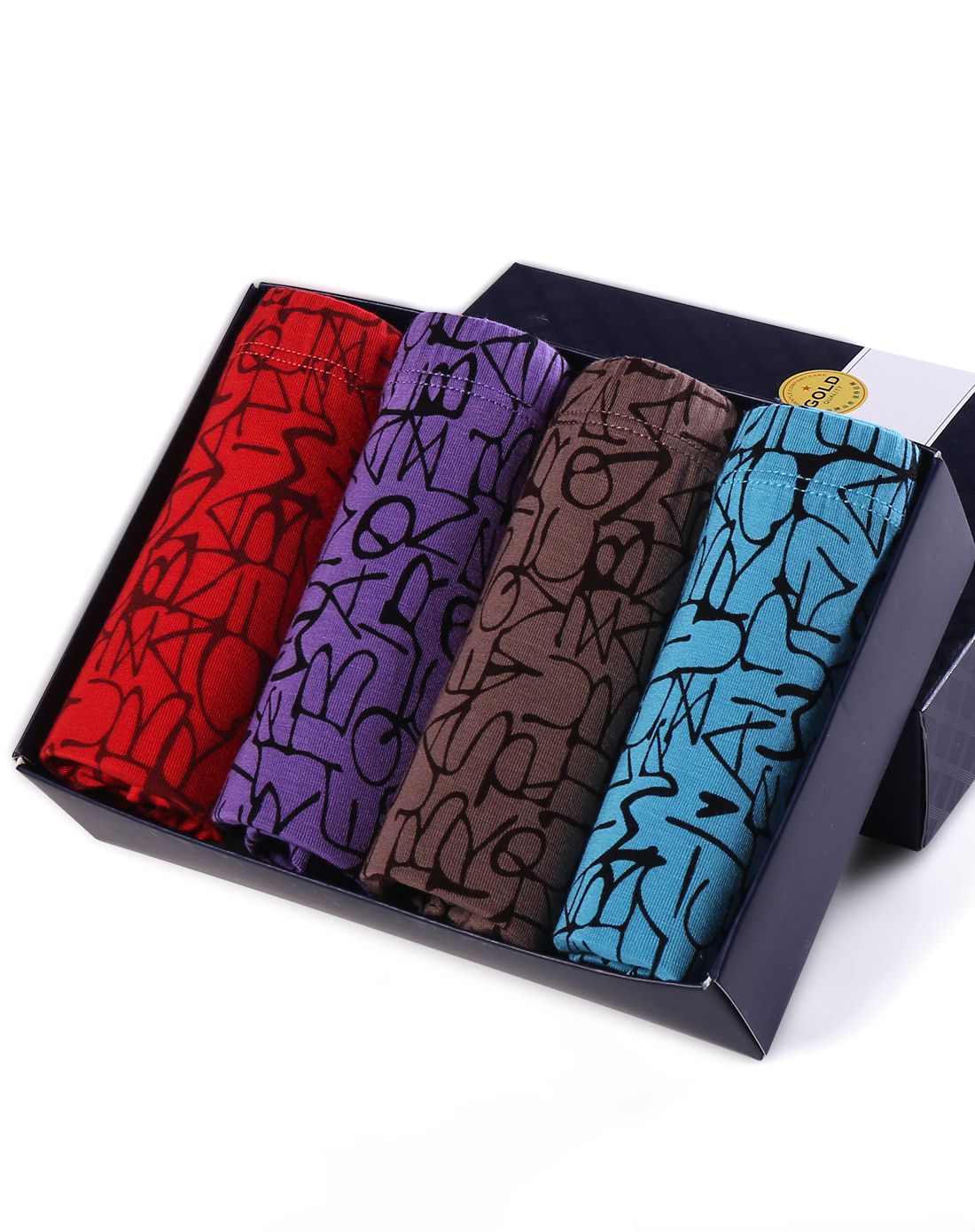 夏季青年运动 男士莫代尔平角内裤 超薄透气舒适休闲lv印花-4条装