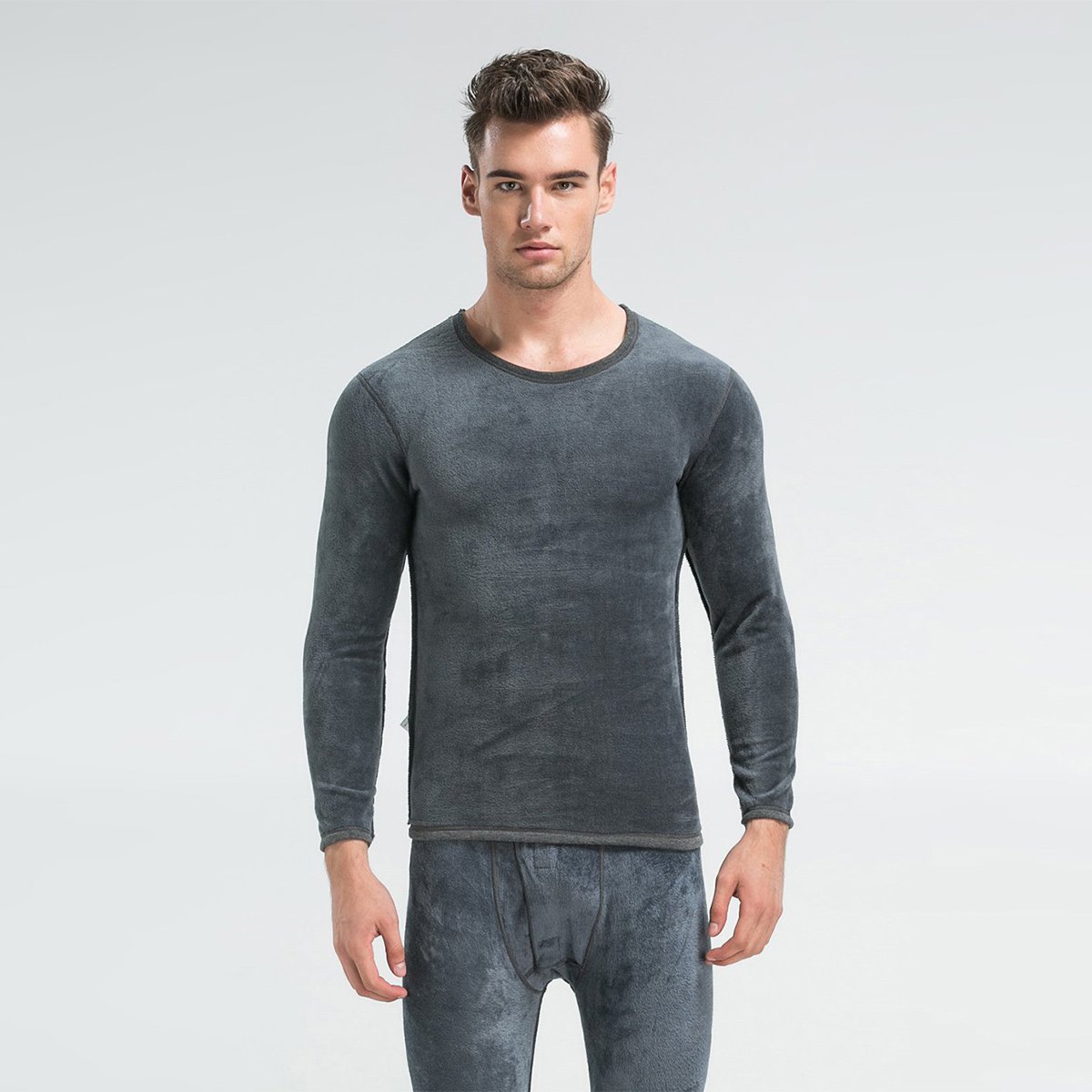 w1 s级强聚热长毛绒舒适百搭加绒加厚男款保暖内衣套装