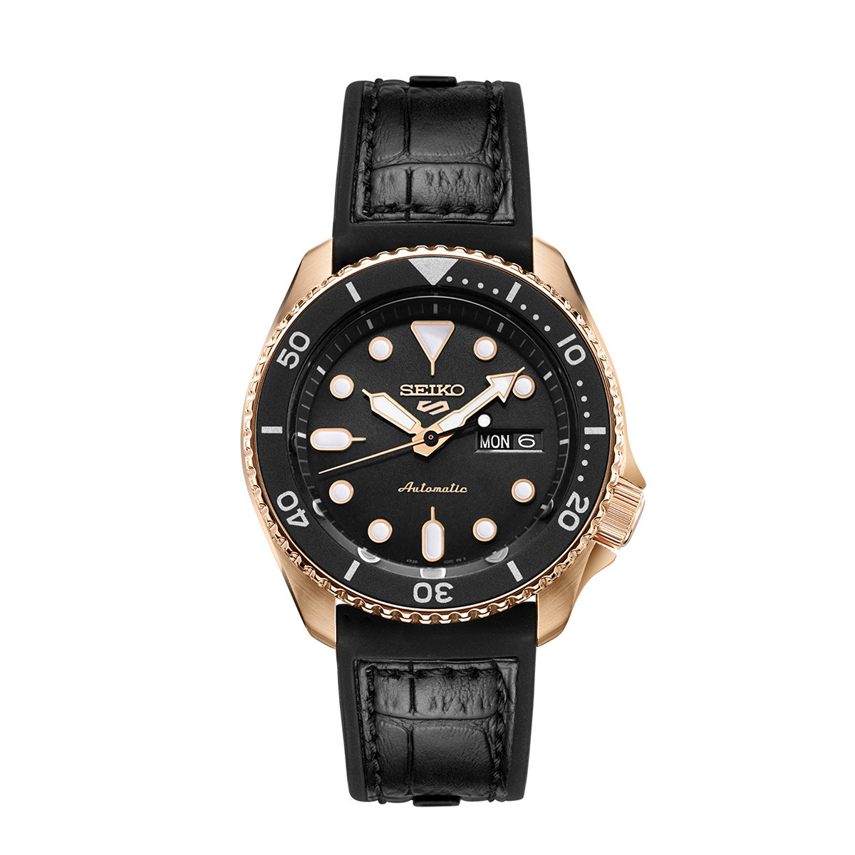 新款seiko精工5号官方正品手表男日本黑水鬼机械表运动男表